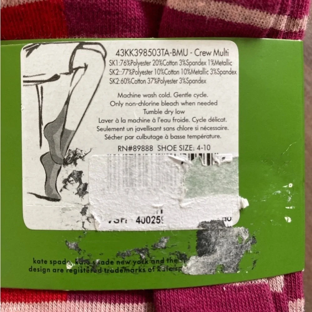 Kate Spade New York Crew Socks. Set of 3